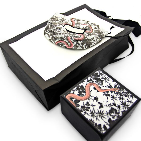 

branded famous brand snake pattern bracelet and necklace box set original brand bags jewelry gift box ing, Black;white