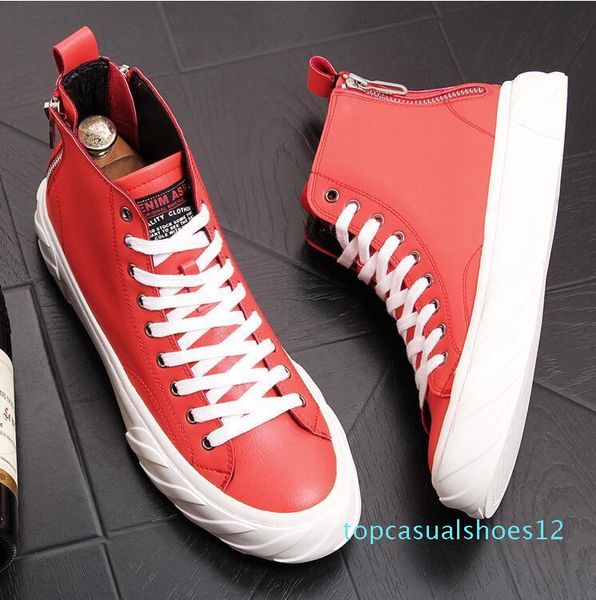 

2019 fashion men casual shoes high men vulcanized shoes platform sneakers quality men sneakers masculinas t12, Black