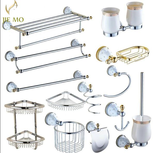 

brass & diamond bathroom accessories products toilet paper holder ,roll holder,toilet brush holder bathroom hardware coat hook