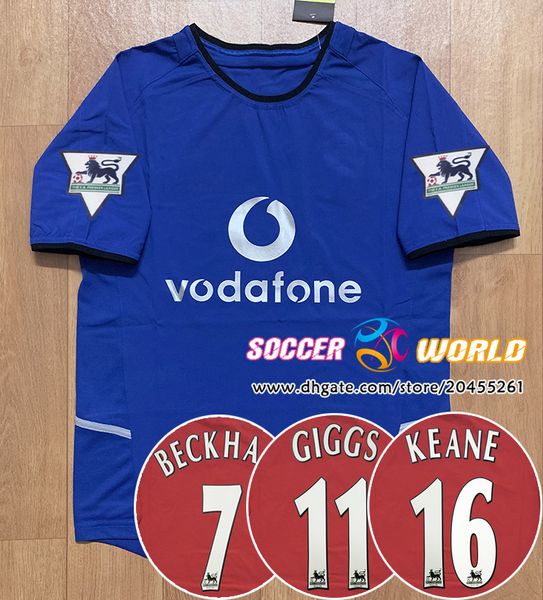 

retro manchester soccer jersey 2002 03 04 season united home red away blue7# ronaldo 10#rooney 16#kaean 11#giggs size s-2xl, Black;yellow