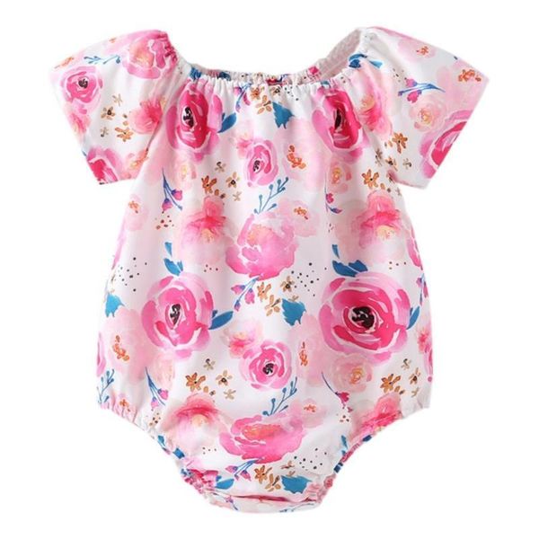 

лето новорожденного девушки цветочные печати bodysuits младенцу повседневная одежда нарядах, Blue