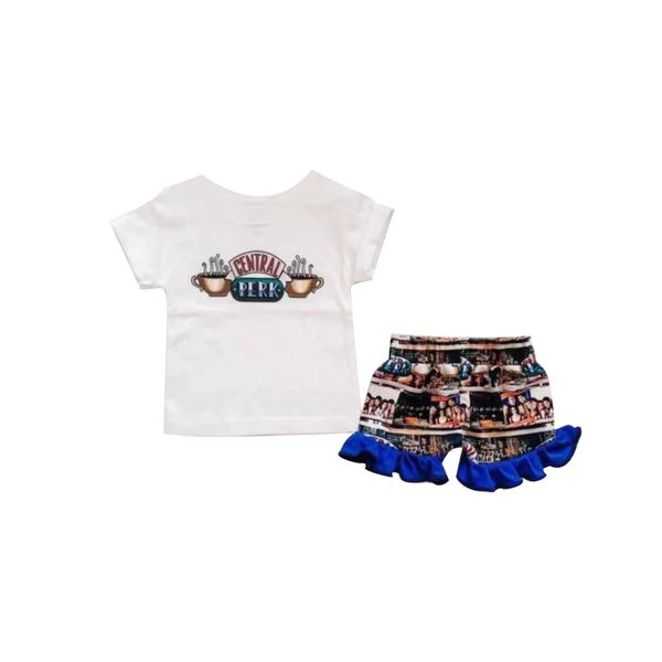 

fashion cute kids suit girls kids shorts boutique baby sets, White