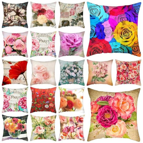 

pillow case retro flower pattern square cushion waist cover living room sofa bed home decoration