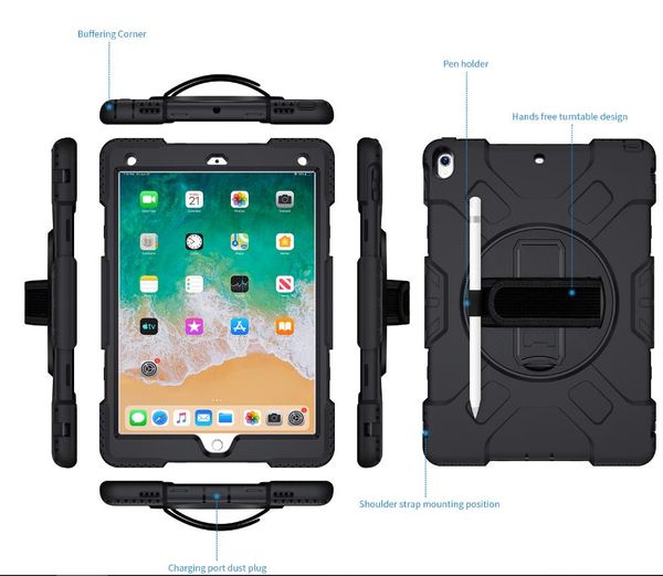 

hybrid shockproof case with shoulder belt for ipad 10.2 2019 9.7 air pro samsung tab a t550 t510