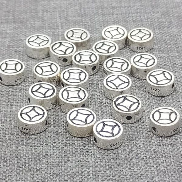 

other 10 sterling silver tiny chinese coin beads 2-sided for bracelet necklace