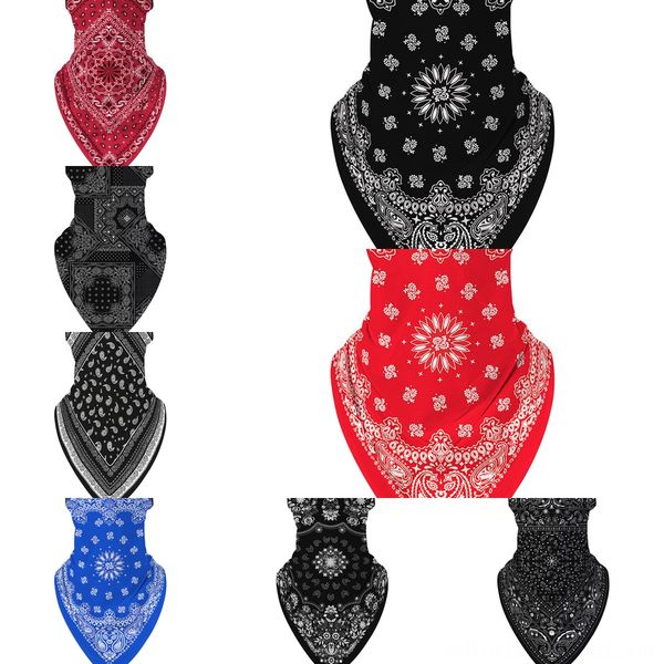 

yliqn ice silk mask triangle scarf printing sunscreen half face mask balaclavas breathable bandana multifunctional riding magic scarf, Black