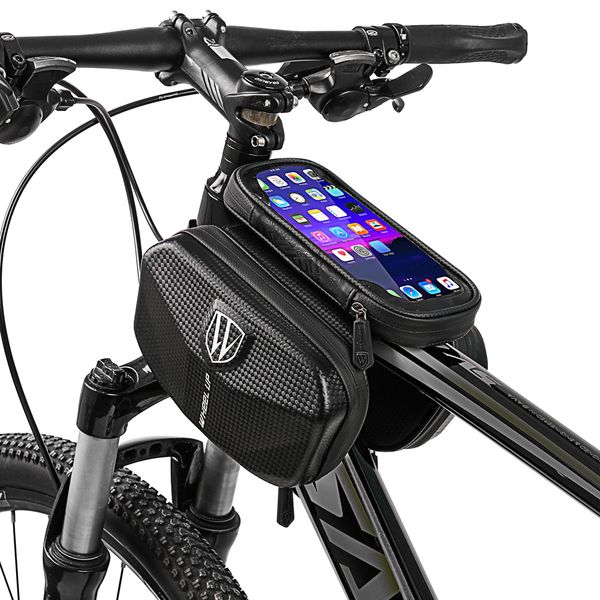 

mountain road frame bag tube pack waterproof bike phone holder
