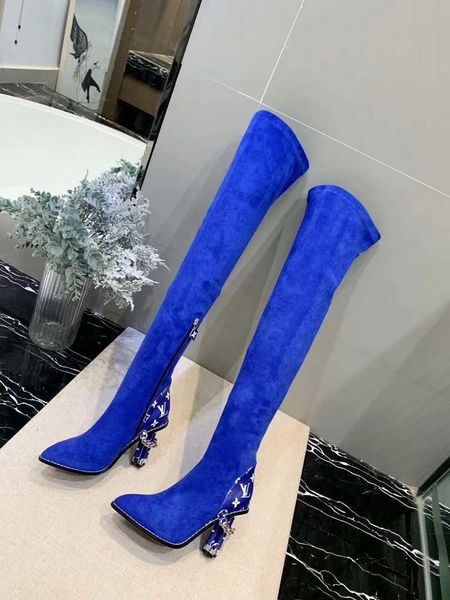 

2018 ladies autumn winter fashion long boots printing zipper tide women casual shoes popular over the knee boots 110203, Black