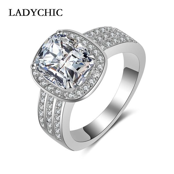 

wedding rings ladychic silver color women with 3ct oval cubic zirconia fashion 3 layers small round cz ring jewelry lr1015, Slivery;golden