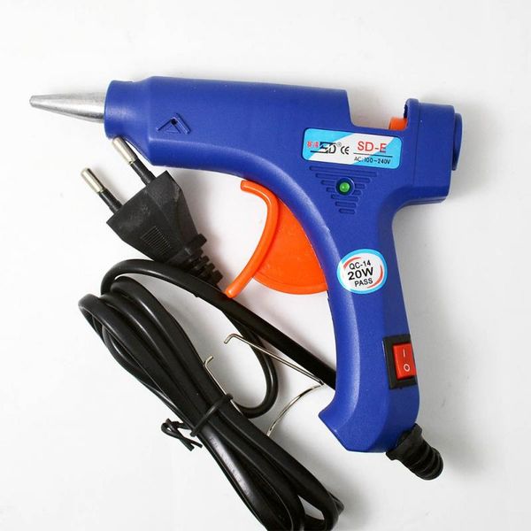 

new 100-220v high temp heater melt glue gun 20w repair tool heat gun blue mini with trigger us/eu plug, Black