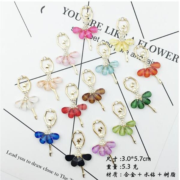 

colorful crystal resin ballet dancer charm girl charm gold metal ballerina charms pendant for diy jewelry making 20pcs/lot, Bronze;silver