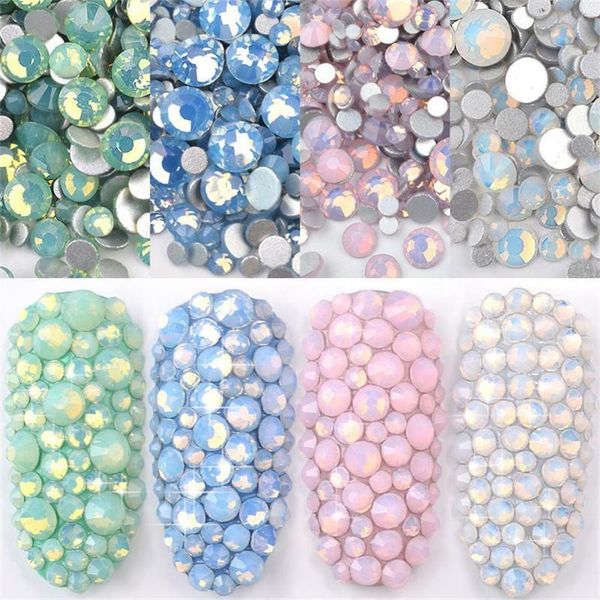 

350pcs/pack opal 3d rhinestone mixed size glitter nail crystal flatback glass gems nail art decorations diy tips shiny stones, Silver;gold