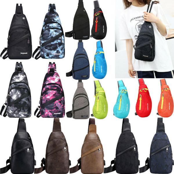 

mens nylon chest sling pack shoulder bag biker cross-body satchel purse