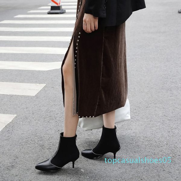 

big size 9 10 11-17 boots women shoes ankle boots for women ladies shoes woman winter patchwork beaded back zipper t05, Black