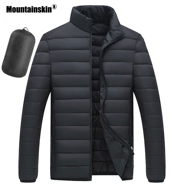 

mountainskin new men's parka coat light cotton jackets winter autumn fashion thermal casual coats mens brand clothing sa749, Black