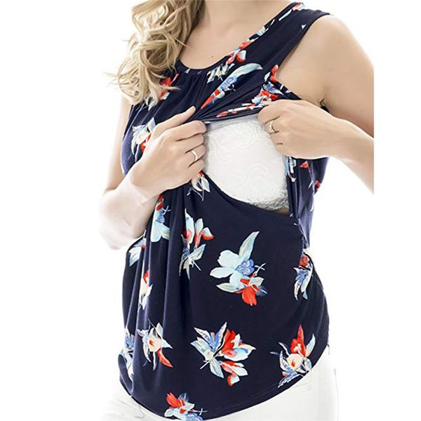 

2019 Pregnant Women Fashionable Summer Nursing Clothes Women's Maternity Nursing Tank Top Sleeveless Comfy Breastfeeding 4JJ