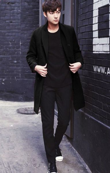 

custom made 2019 fall-men's woolen coat jacket winter lapel double-breasted long-sleeved men's fashion men's suit coat pea, Black