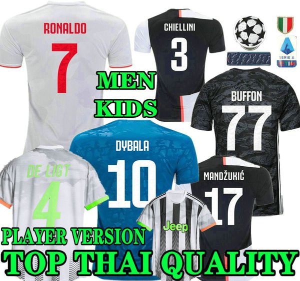 2019 Buffon 19 20 Ronaldo Dybala Soccer Jersey Player Version Top Thailand 2019 2020 Juve De Ligt Adult Man Kids Kit Football Shirt From