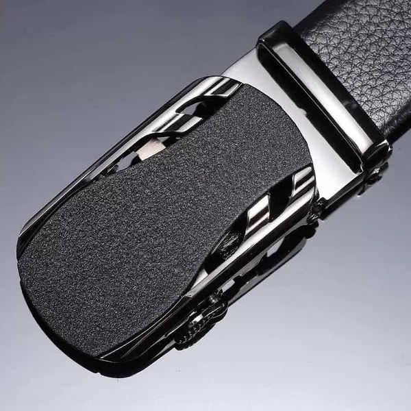 

men's leather alloy automatic buckle men's leather layer cowhide high-end business trousers belt leisure student belt, Black;brown