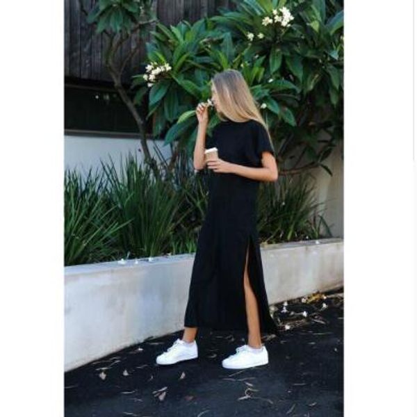 

Womens Summer Maxi T Shirt Dress Beach Casual Sexy Boho Elegant Vintage Bandage Bodycon Wrap Black Split Long Dresses Plus Size