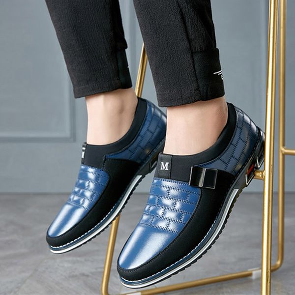 

men casual pu leather shoes loafers breathable non slip rubber sole walking shoes h66, Black