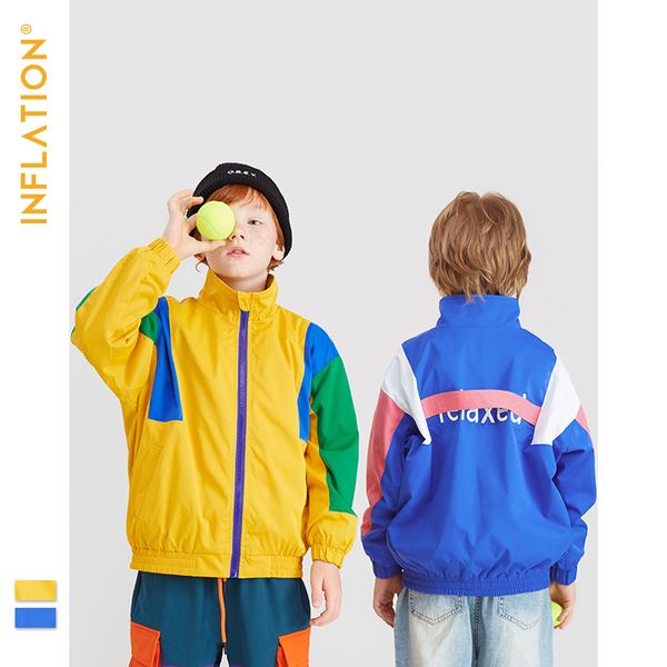 

inflation 2019 fw children's jacket stand collar fleece windbreaker jacket coat for kids patchwork embroidery boy outwear 19602a, Blue;gray