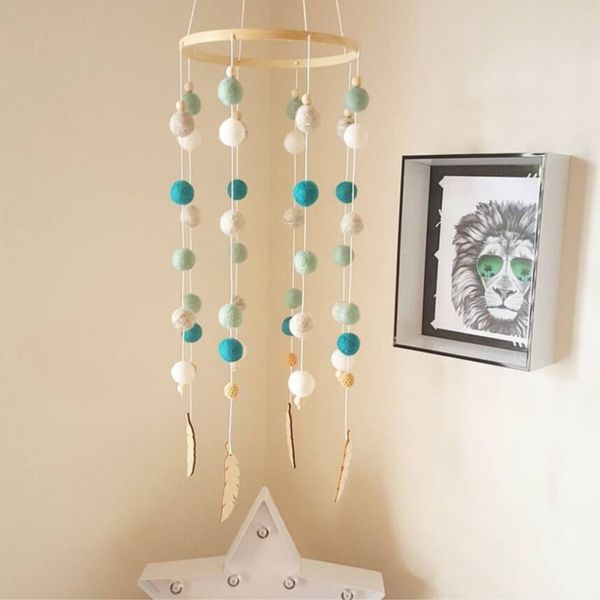 

decorative objects & figurines nordic home decoration hairball wind chime bed bell pom-pom dreamcatcher children's girls baby room deco