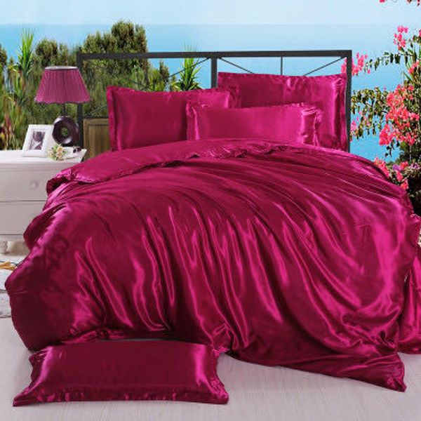 

wholesale high-end silk four piece set silk bedding set home bedclothes sheet pillowcases satin summer luxury kit duvet cover