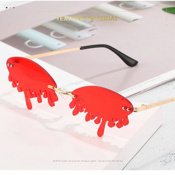

красный этап дефиле слезы очки мода rimless солнцезащитные очки женщины new vintage unique tears форма steampunk sunglasses женский gafas 5u, White;black