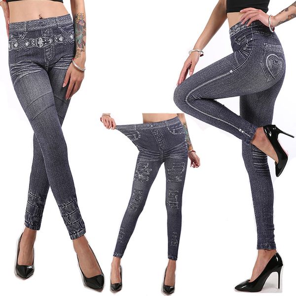

women seamless leggings prints button 2019 new jeans slim leggings woman jeggings ladies denim skinny trousers plus size, Black