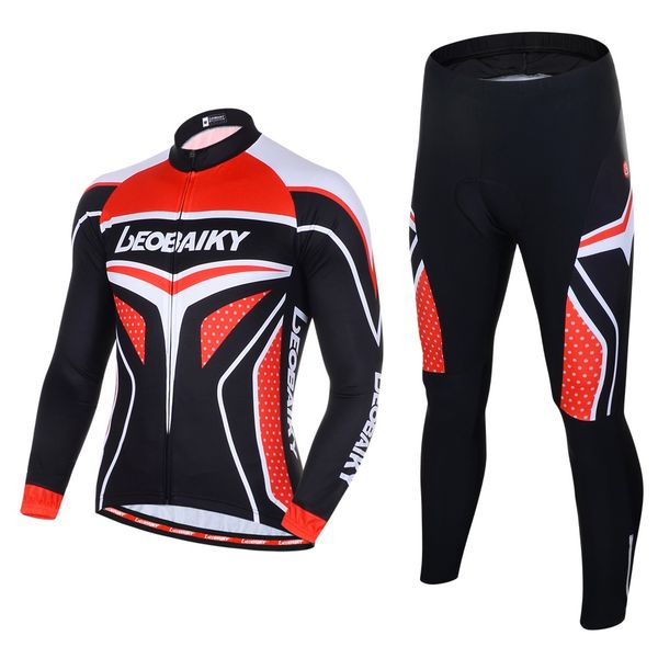 

leobaiky autumn men cycling jersey ciclismo set pro team 2018 long sleeve bike clothing mtb sportswear quick dry bicycle clothes, Black;blue