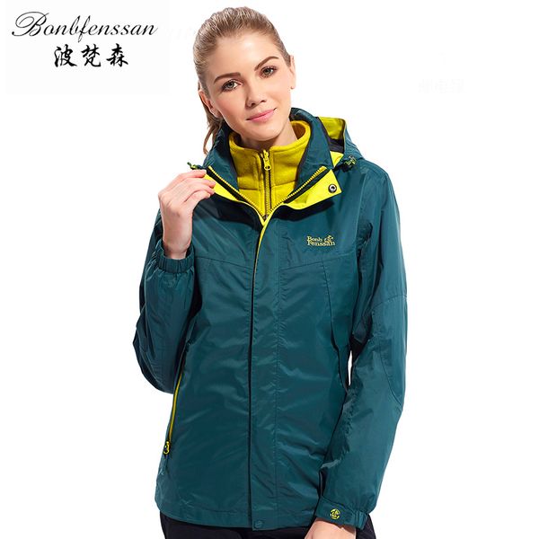 

women 2-layer outdoor jacket windproof warm hiking jacket women camping hiking climbing skiing female coat, Blue;black