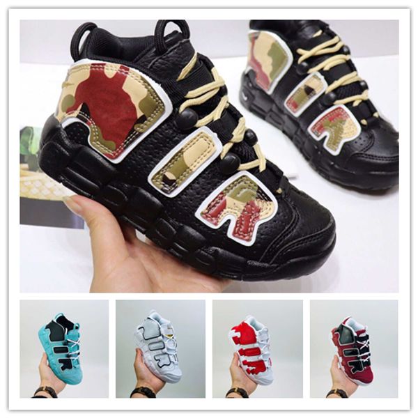 

96 qs olympic varsity maroon more kids basketball shoes 3m scottie pippen uptempo chicago trainers sports designer kids sneakers size 28-35, Black