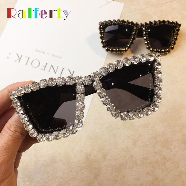 

ralferty women's rhinestone crystal sunglasses new fashion square sun glasses women square eyewear g03, White;black