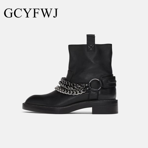 

gcyfwj women boots 2020 the new metal chain plush in crude heels round head super comfortable ladies knight boots botas de mujer, Black