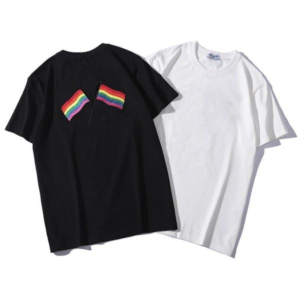 

summer men t-shirt designer luxury for brand shirt 19ss flag letter print tshirts streetwear fashion tide t shirts delivery, White;black