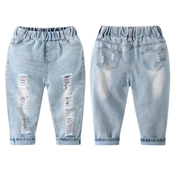 

new broken hole kids jeans for girls boys spring summer jeans for girls casual loose ripped children, Blue