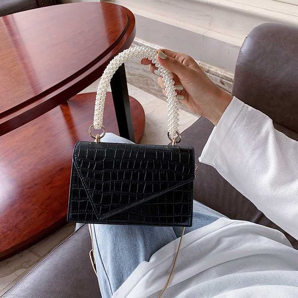 

lonoolisa brand 2020 summer new pearl handle messenger bags for women stone pattern clutch bags pu leather designer purses sac