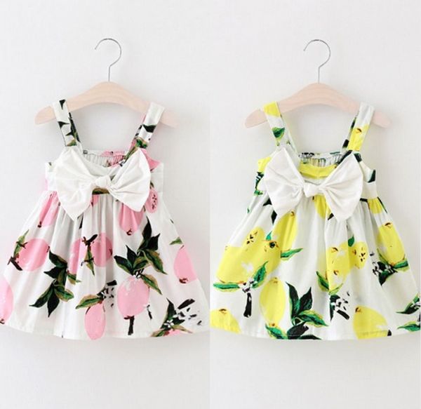 

Summer Infant Baby Girls Floral Dress Lemon Print Bowknot Sundress Clothes 0-3Y