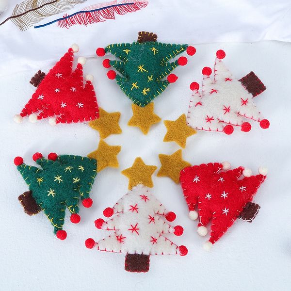

3 pcs small christmas decorations wool felt christmas tree pentagram shape pendants ornaments xmas diy gifts