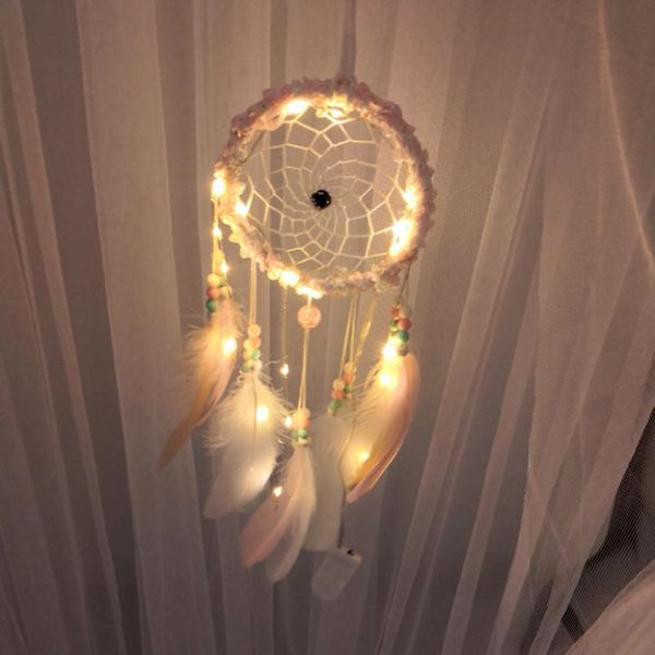 

handmade dream catcher feathers night light car wall hanging kids room decoration home decor nordic decoration home room