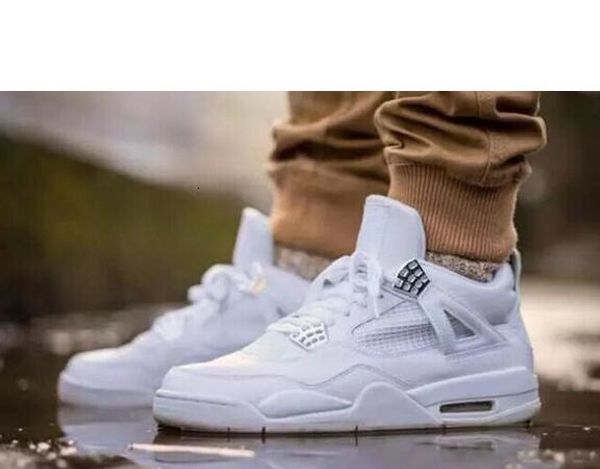 

new 4 4s basketball shoes pure money royalty white cement premium black bred fire red mens sport sneakers trainers drop shipping
