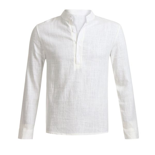 

muqgew мужская рубашка slim fit черная рубашка мужская льняная рубашка с длинным рукавом с v-образным вырезом на пуговицах рубашка мужская п, White;black