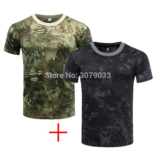 

summer tactical camouflage men breathable quick dry t shirt us army combat outwear t-shirt 2set a lot, Gray;blue