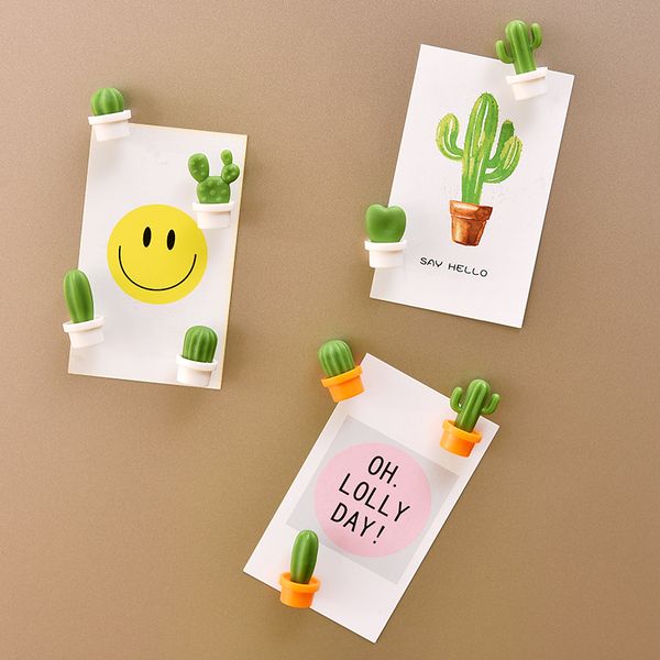 

6pcs diy fridge magnets cute succulent plant magnet button cactus refrigerator message stickerr home kitchen decoration