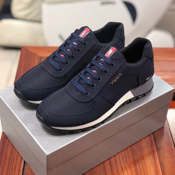 

mens designer shoes fabric brushed leather sneakers running sneaker fashion men casual shoes 20s prada, Black