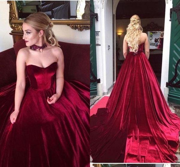 

burgundy velvet strapless prom quinceanera dresses empire waist princess dresses evening wear bridesmaid long formal dress party gowns, Red