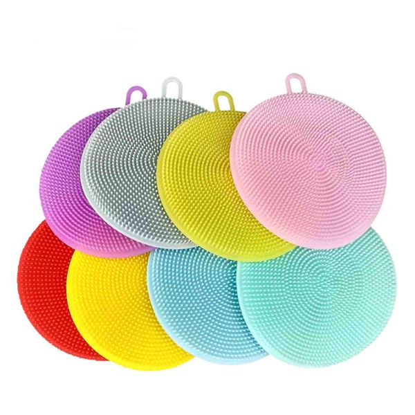 

Silicone Cleaning Brush with Circular Chuck 8 pcs,Easy Cleaning Kitchenware,Dish, Vegetable,Fruit,Skin