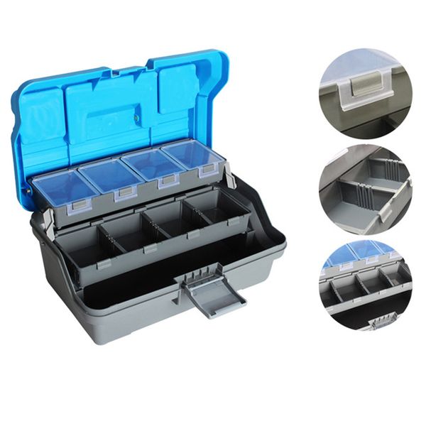 

32*16*15cm 3 layer fishing lure tackle box handle plastic fishing tool case fish swivels beads accessories case for pesca