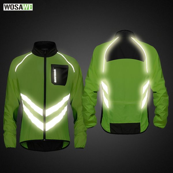 

wosawe high visibility reflective jacket motorcycle men's windbreakers light weight safety motocross mountain bike jacket